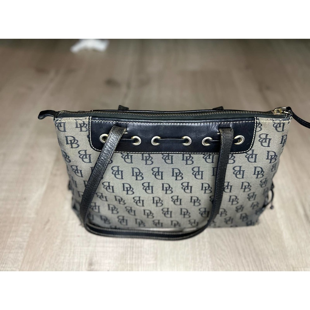Dooney & Bourke Signature gray canvas purse w/ leather accent